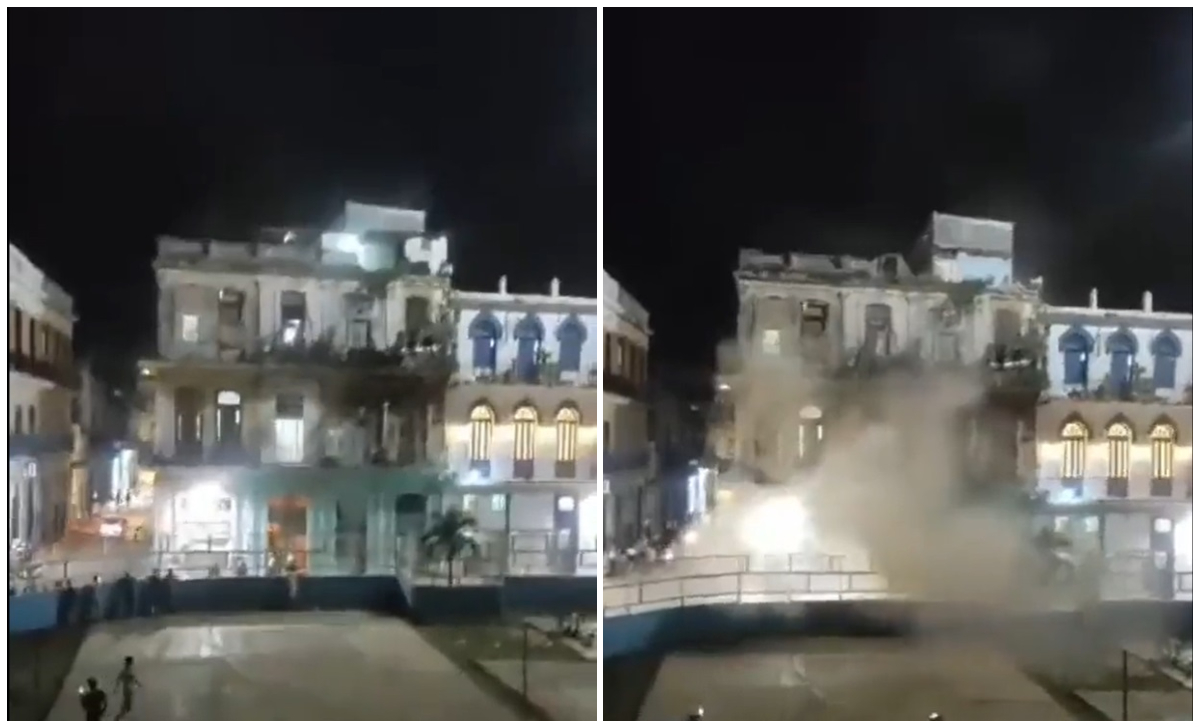 Derrumbe ocurrido en Habana Vieja. (Captura de pantalla: Coahuila Noticias-Twitter)