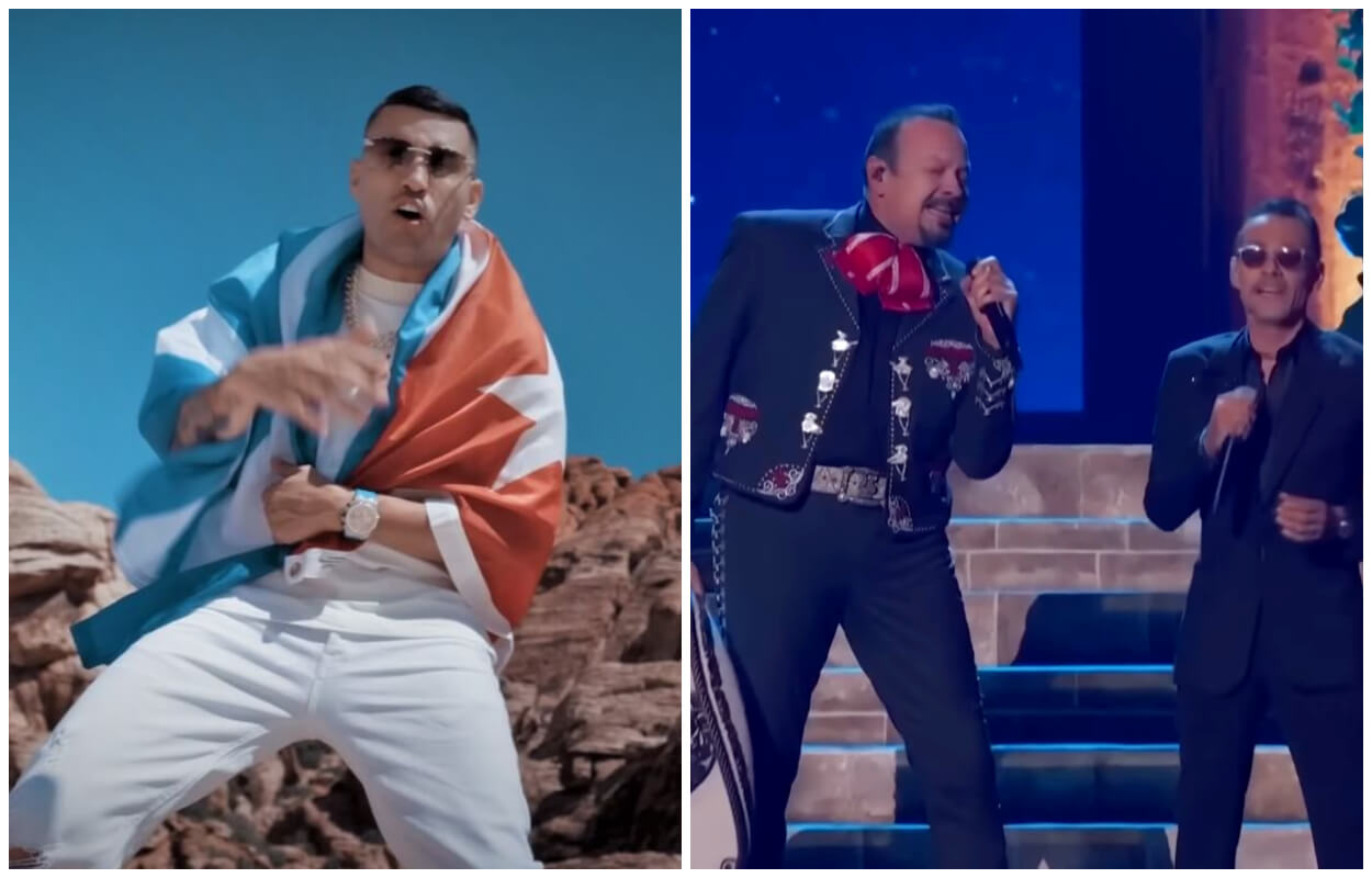 Lenier, Pepe Aguilar y Marc Anthony. (Captura de pantalla YouTube: Lenier Mesa/ Telemundo Entretenimiento)
