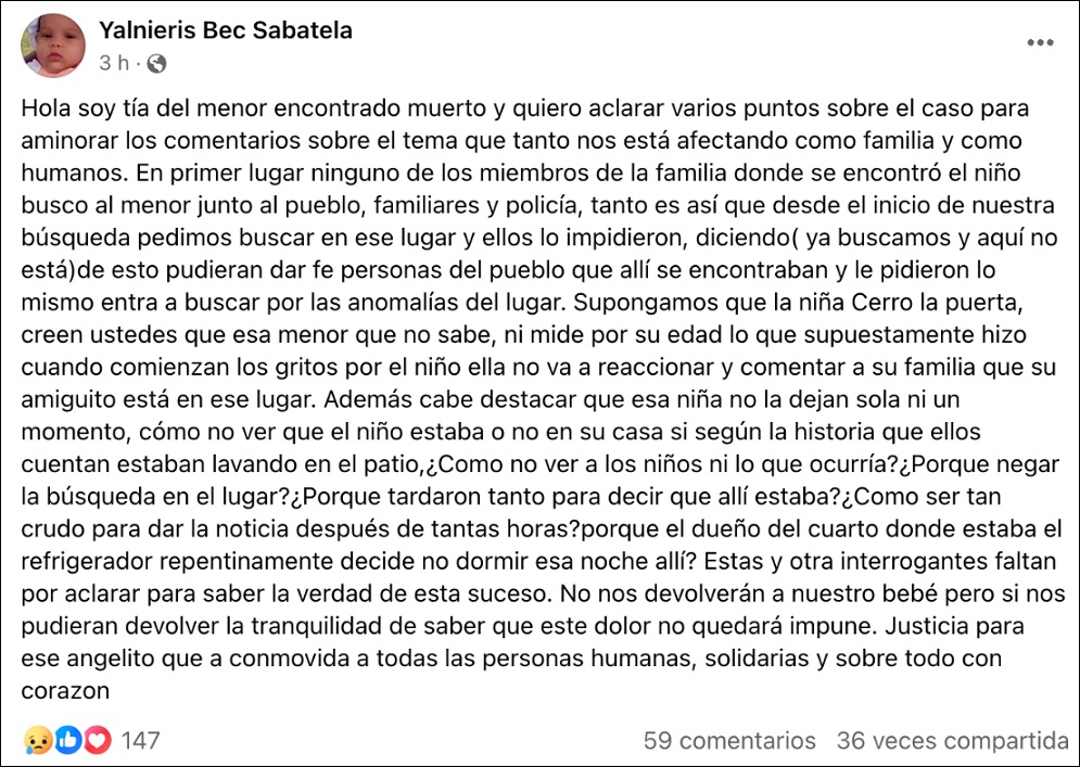 La familia señala que el comportamiento de sus vecinos fue sospechoso desde el principio.