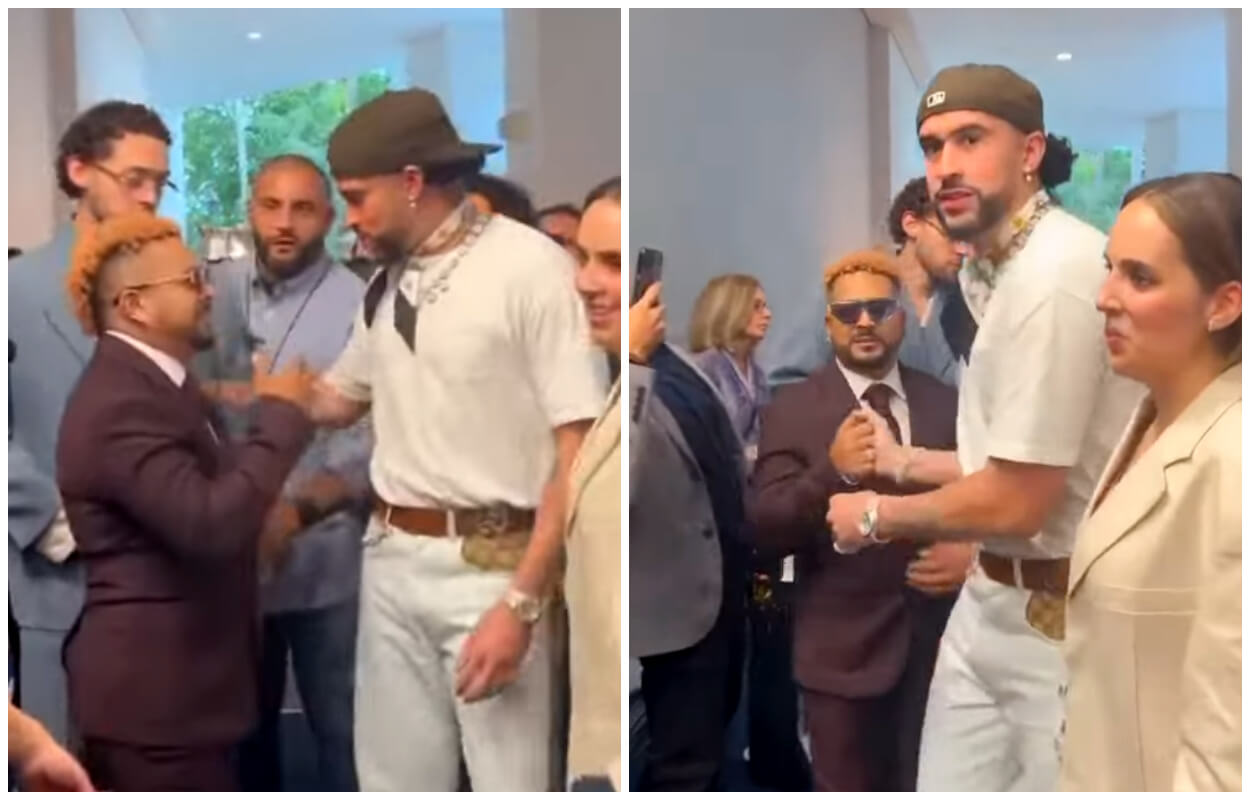 Yulien Oviedo y Bad Bunny. (Captura de pantalla: América TeVé- YouTube)