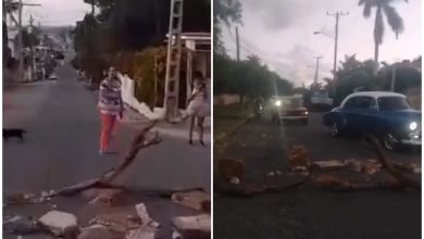 Cubanos cierran calle en Cojímar tras derrumbe parcial. (Captura de pantalla: José Alberto Fernández Negrin-Facebook)