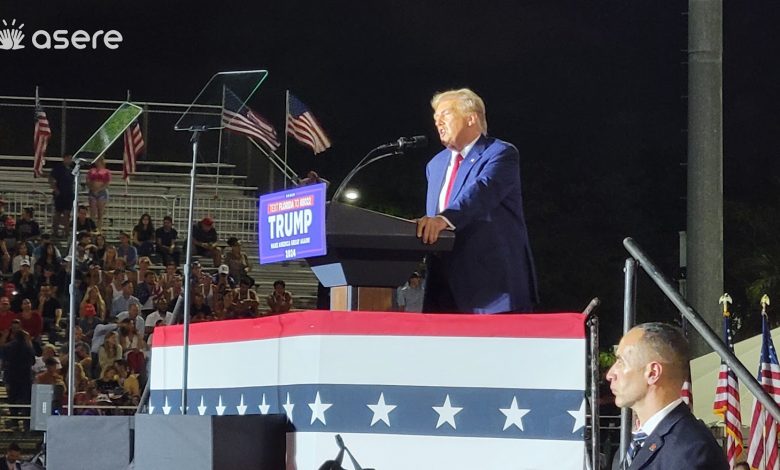 Trump habló sobre Cuba y la migración durante su mitin en Hialeah. (Foto: Asere Noticias)