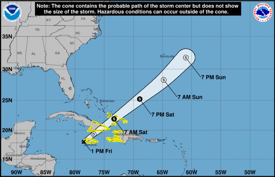 Autoridades decretan fase de alerta por fuertes lluvias en el oriente de Cuba. (Imagen: Nacional Hurricane Center-Web)