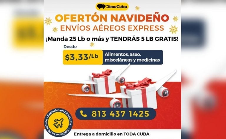 Aprovecha esta promoción navideña y obten 5 libras de regalo en envíos aéreos a Cuba