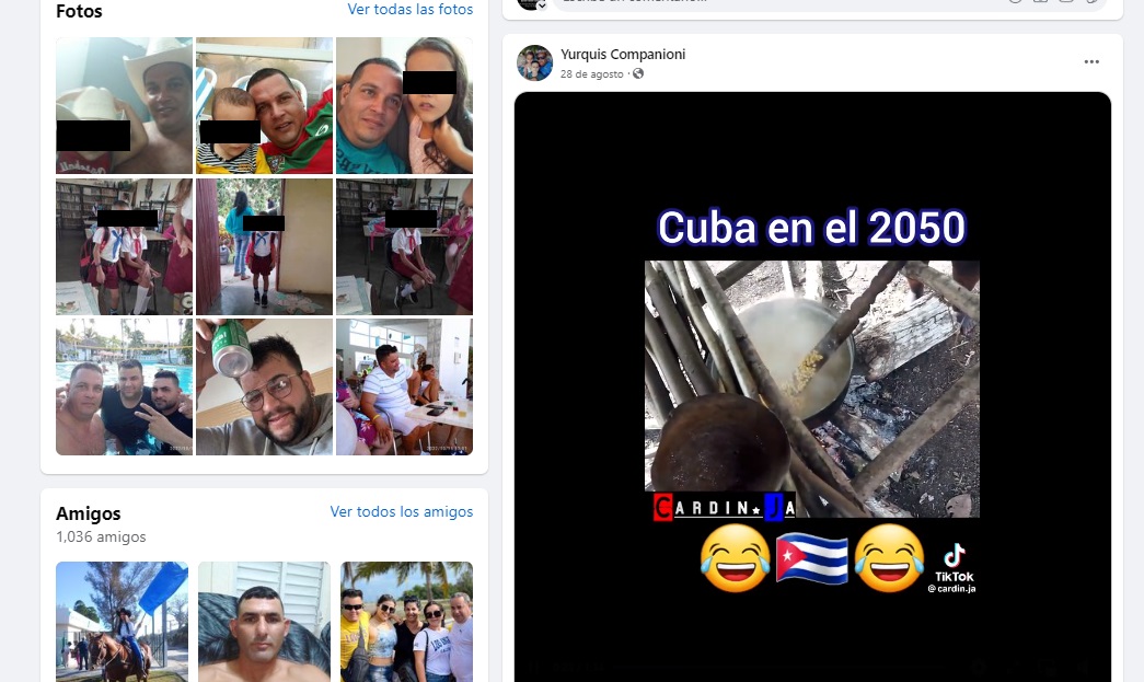 La publicación muestra el perfil del represor compartiendo memes en donde se burla de la escasez en Cuba.