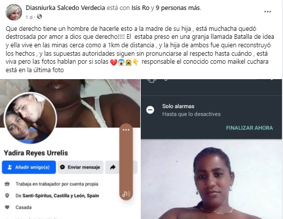 La activista compartió fotografías que mostraban la gravedad de las heridas que sufrió la víctima. (Captura de pantalla © Diasniurka Salcedo Verdecia-Facebook
