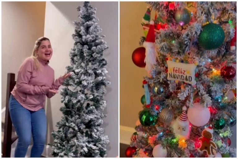 Giselle González coloca su primer árbol de Navidad fuera de Cuba