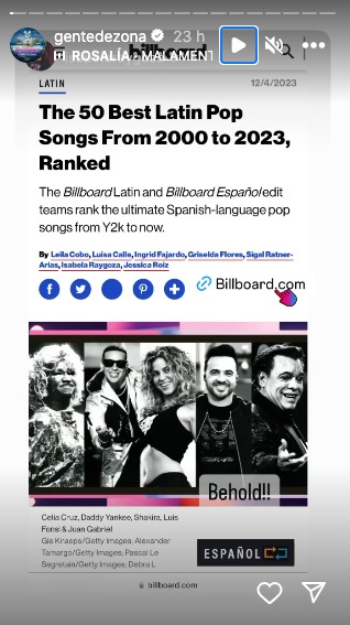 Historia de Gente de Zona. (Instagram)