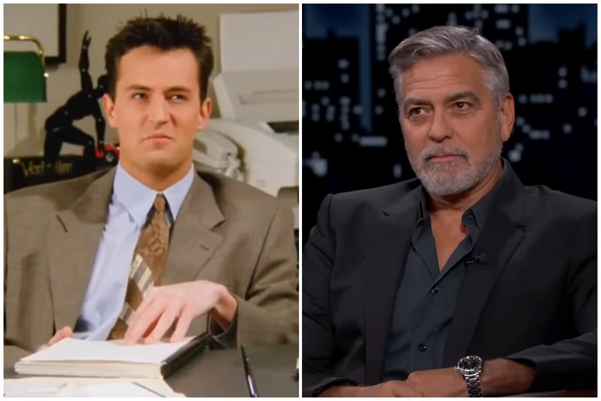 Matthew Perry y George Clooney. (Captura de pantalla YouTube © CreateX/ Jimmy Kimmel Live)