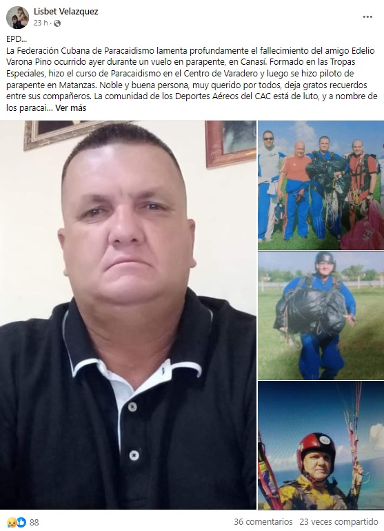 Paracaidista cubano fallece en Mayabeque tras accidente en parapente