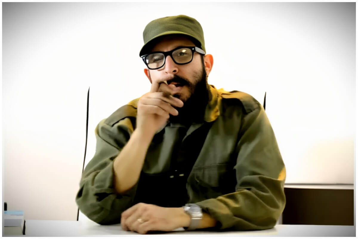 Ricardo Becerra como Fidel Castro. (Captura de pantalla © La Cocina Films- YouTube)