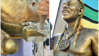 Escultura de Tekashi 6ix9ine. (Captura de pantalla © Genis M Osoria Vargas- Instagram)