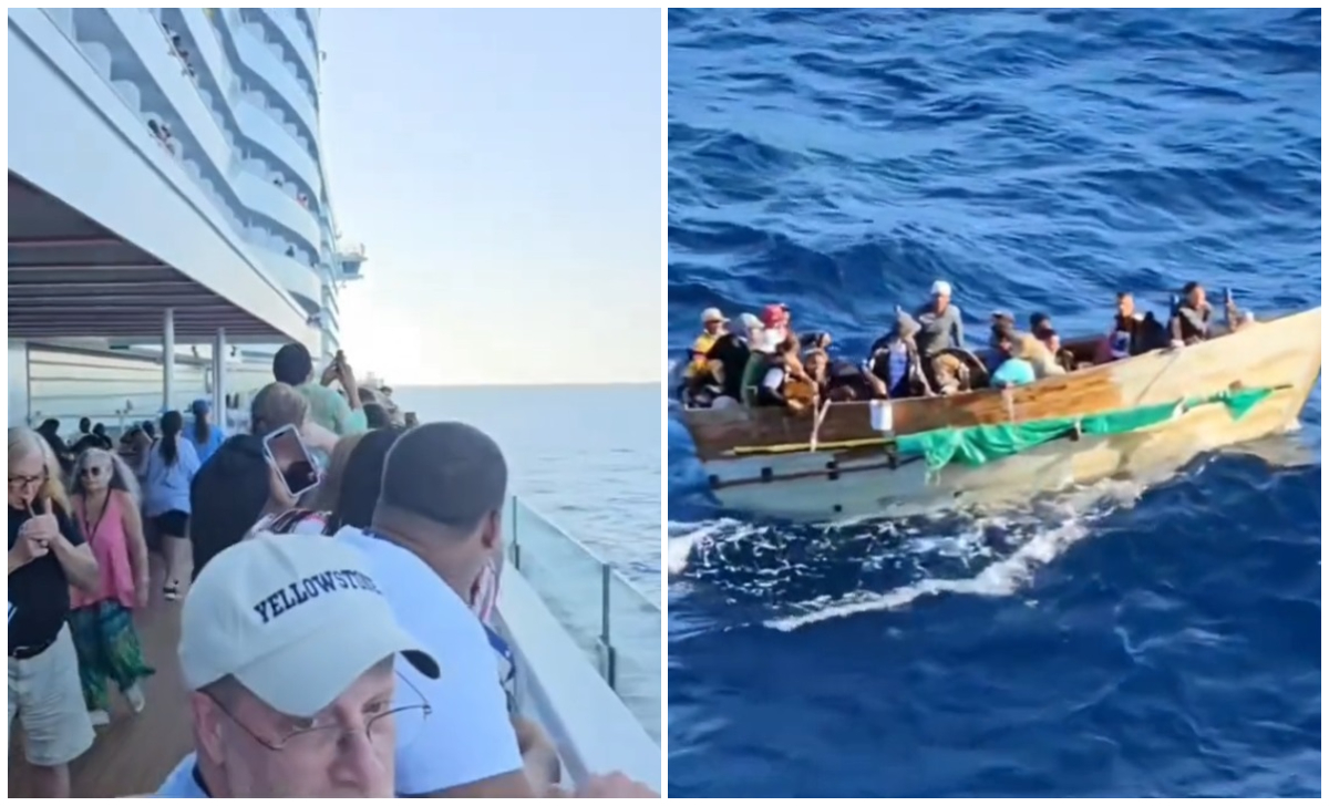 Balseros cubanos rescatados por crucero. (Captura de pantalla © richard_ok3-TikTok)