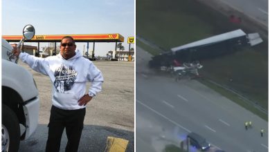 Camionero cubano fallece tras persecución policial en Florida. (Foto © Arsenio Mas-Facebook y Captura de pantalla © FOX 35 Orlando-YouTube)