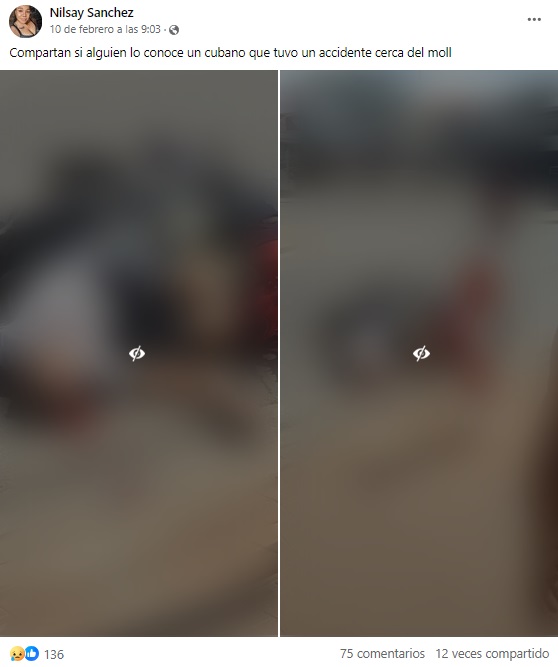 La publicación pidió ayuda para identificar al hombre accidentado. (Captura de pantalla © Hispanos en Suriname-Facebook)