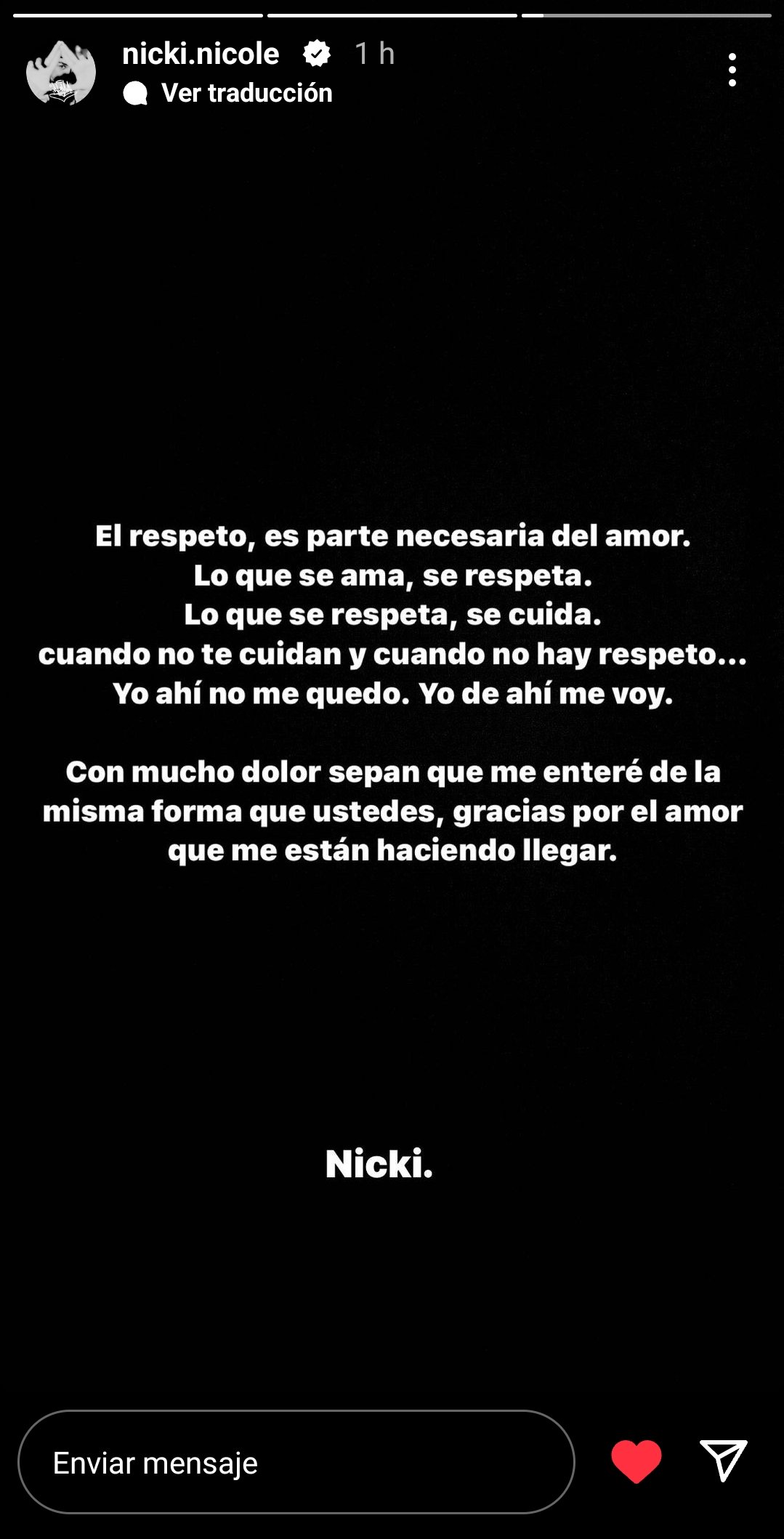 Historia nicki nicole. (Instagram)