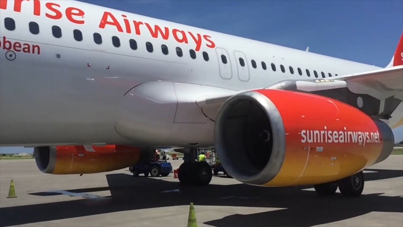 Imagen ilustrativa de un avión de Sunrise Airways. (Captura de pantalla © Frederick Carre Alexis-YouTube)