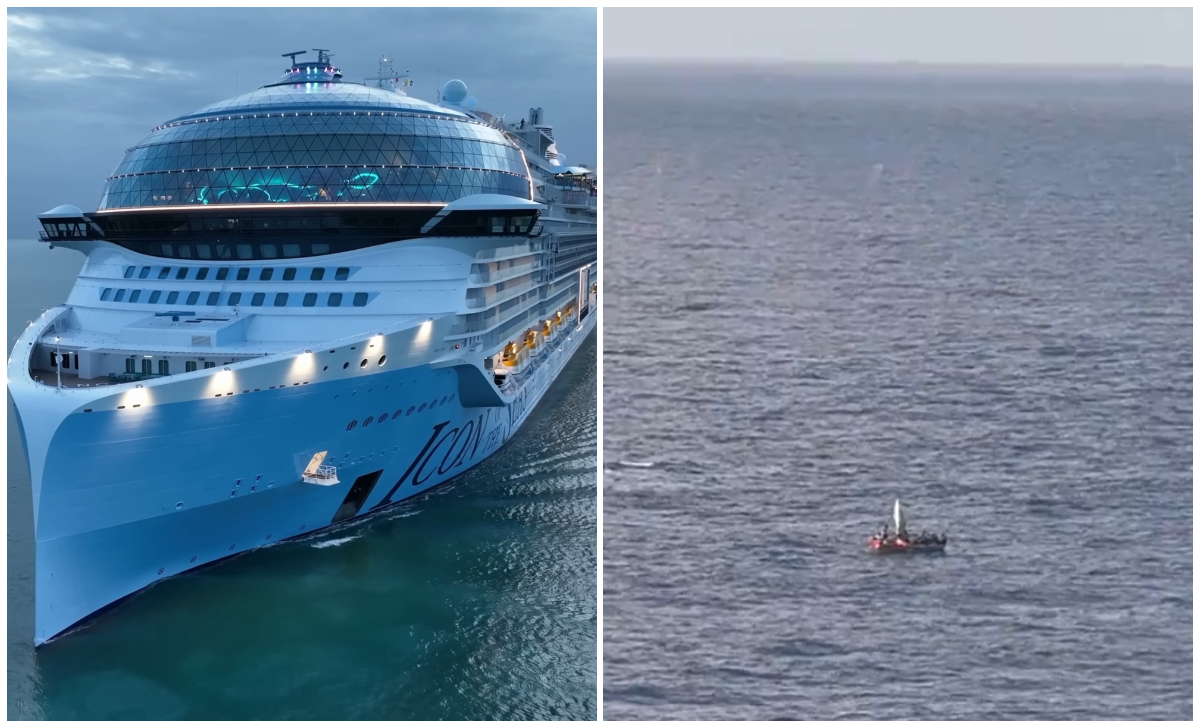 Crucero más grande del mundo rescata a balseros cubanos a la deriva. (Captura de pantalla © EECC Travels-YouTube y oheyitsali-Twitter)