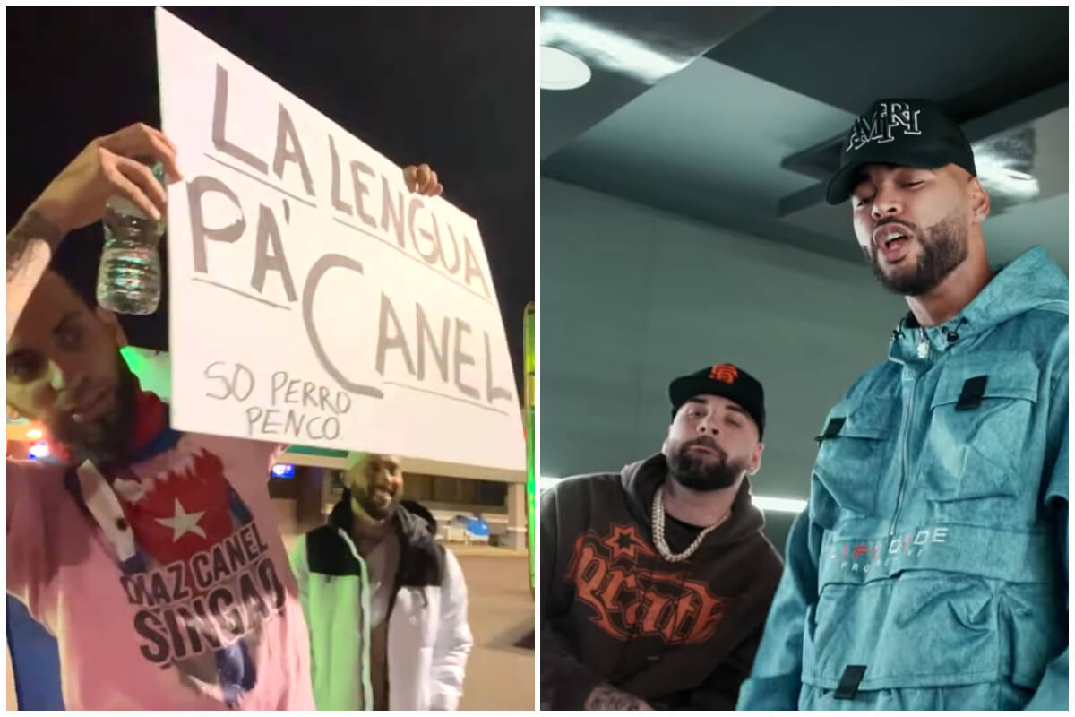 Cubanos en Tampa protestaron contra Charly & Johayron. (Captura de pantalla YouTube © Asere's TV/ Planet Récords Cuba-Miami)