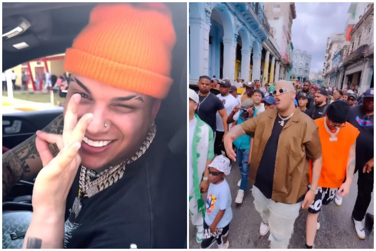 Dany Ome y Kevincito El 13 mostrando sus lujos por las calles de La Habana. (Captura de pantalla © Un martí to durako8 live official- Instagram)