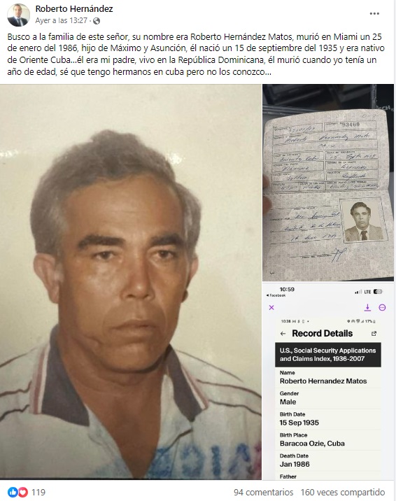 El hombre compartió varios datos sobre su fallecido padre. (Captura de pantalla © Roberto Hernández-Facebook)