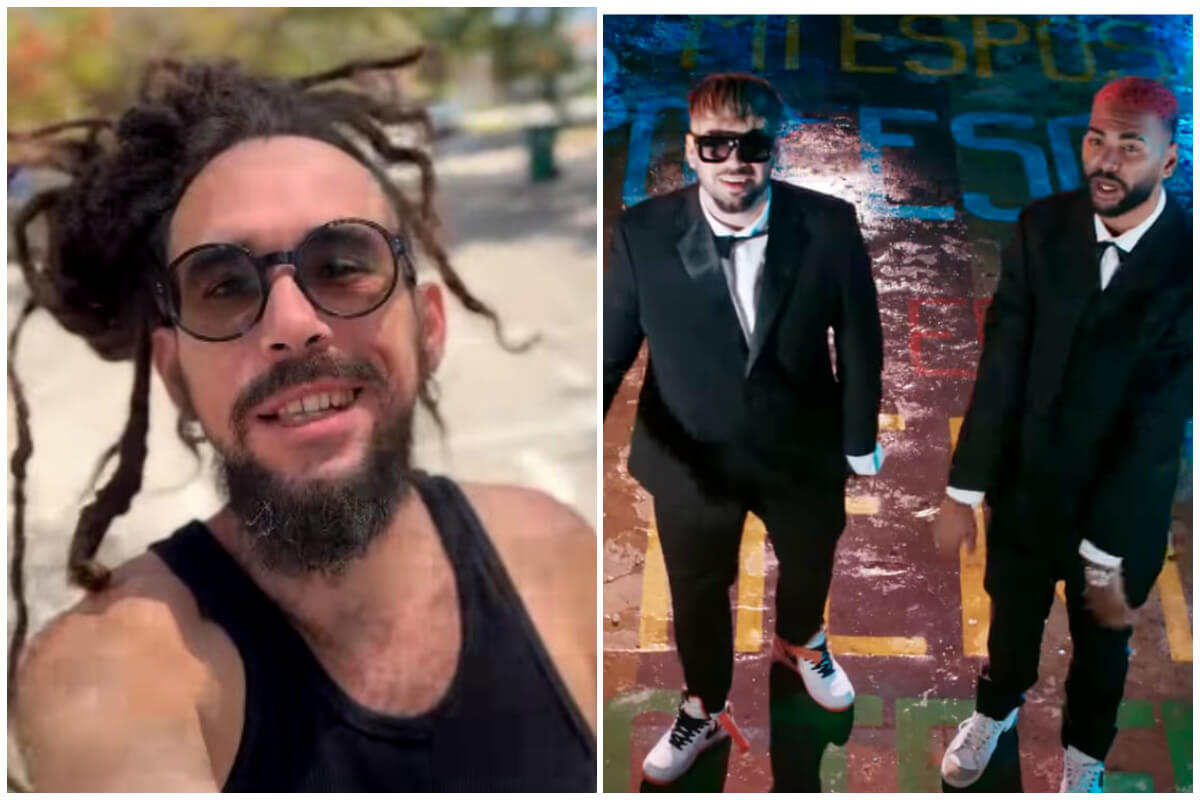 El rapero opositor Kamankola confronta a Charly & Johayron por su pasividad contra el régimen de Cuba. (Captura de pantalla © Kamankola- Instagram/ Charly & Johayron- YouTube)