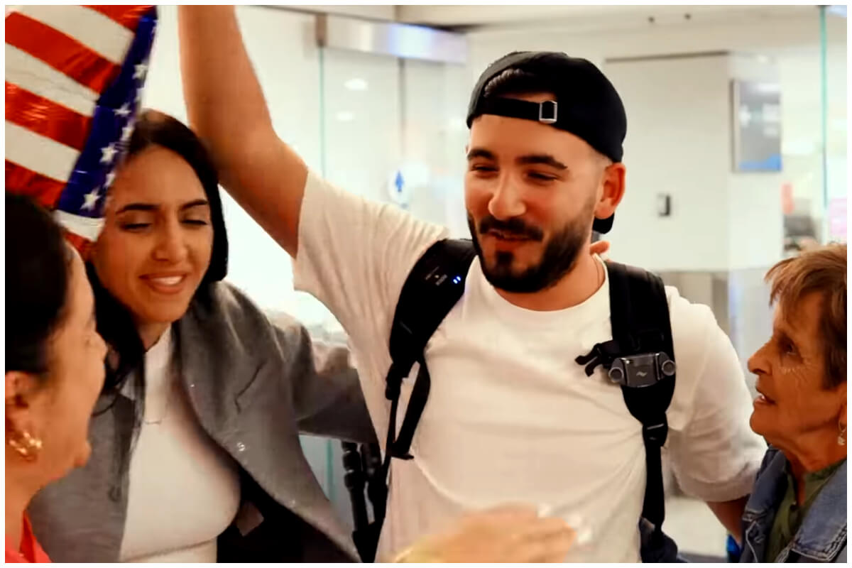 Influencer Frank Camallerys en reencuentro con su familia en el Aeropuerto de Miami, como tantos migrantes cubanos. (Captura de pantalla © Camallerys Vlogs- YouTube)