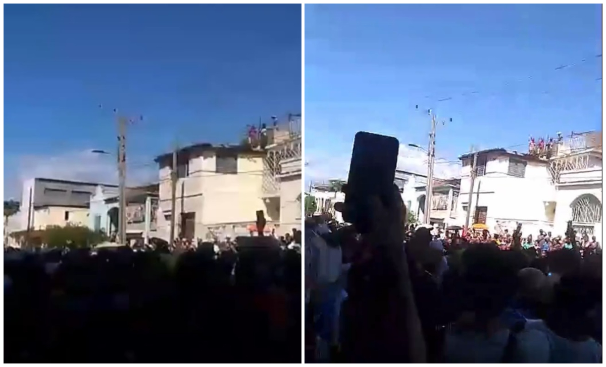 La gente se lanzó a las calles en Santiago de Cuba. (Captura de pantalla © Mag Jorge Castro-Twitter)