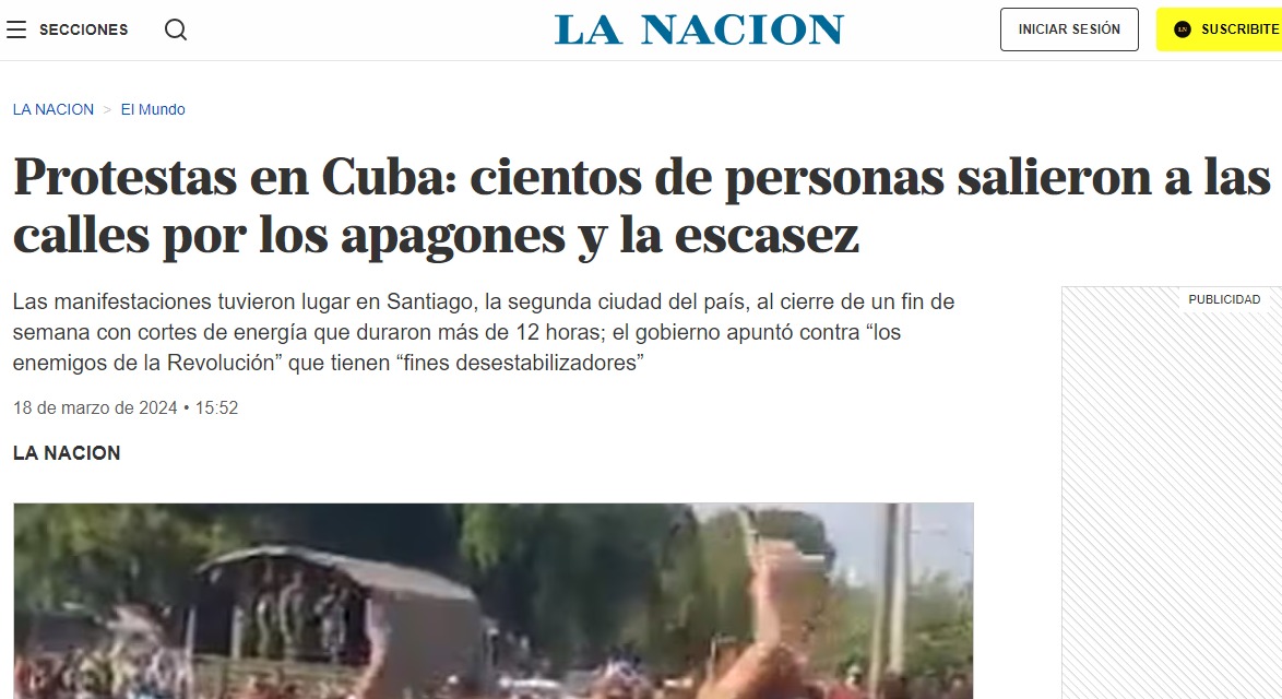 Periódicos sobre protestas en Cuba 