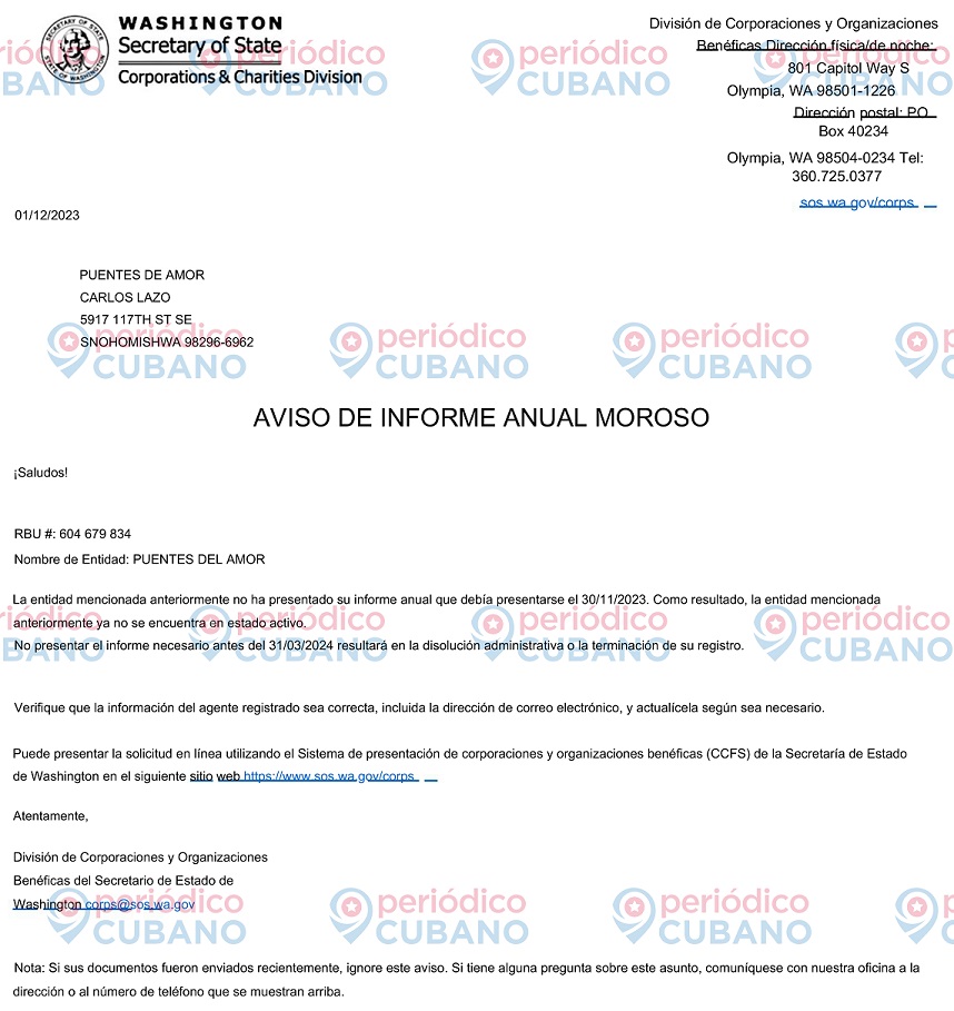 One of the warnings sent to Carlos Lazo in 2023. (Screenshot © Periódico Cubano)