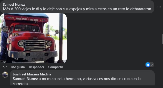 Truck comment.  (Facebook)
