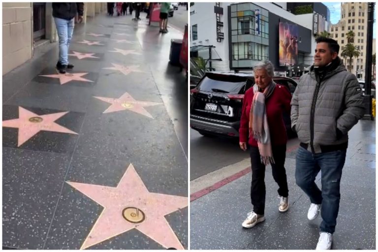 Conductor cubano Abel Álvarez recorre el Paseo de la Fama con su mamá