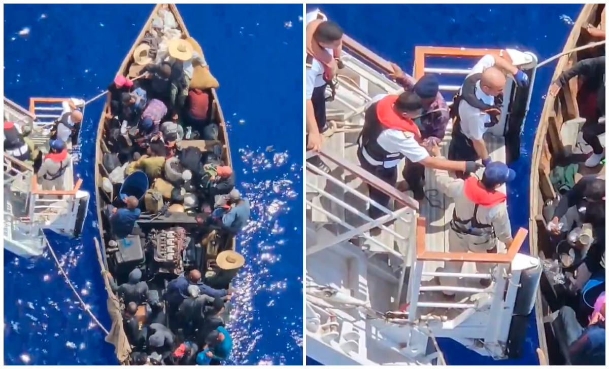 Crucero de Carnival rescata a casi 30 balseros cubanos a la deriva. (Captura de pantalla © KevinAmyJean-Twitter)