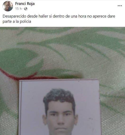 Facebook. joven desaparecido