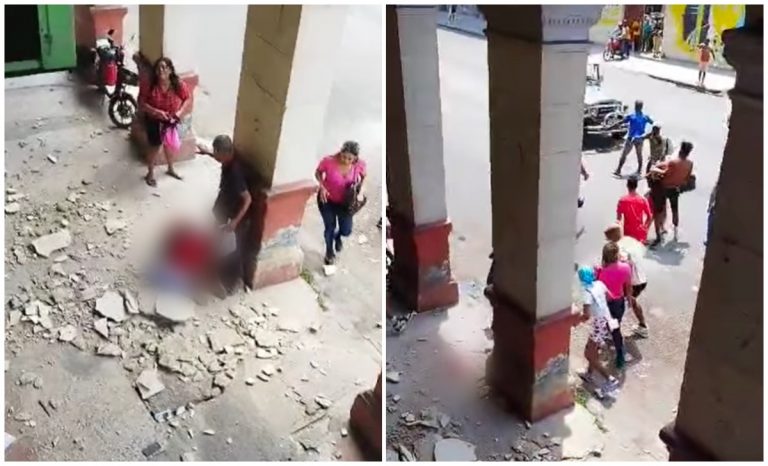 Derrumbe de un portal en Centro Habana deja a una mujer lesionada