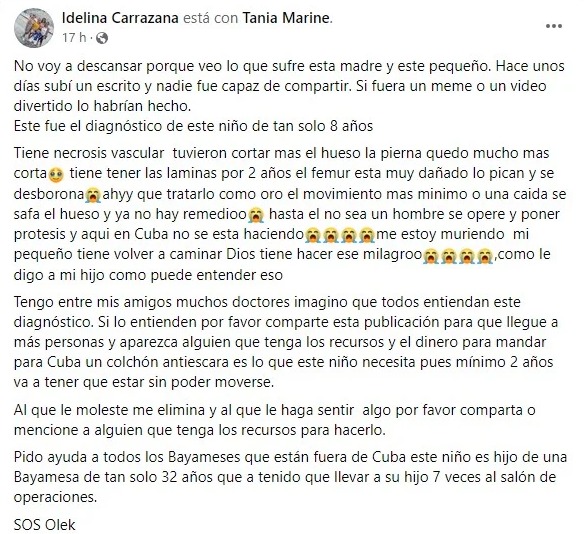 Publicación niño Olek.