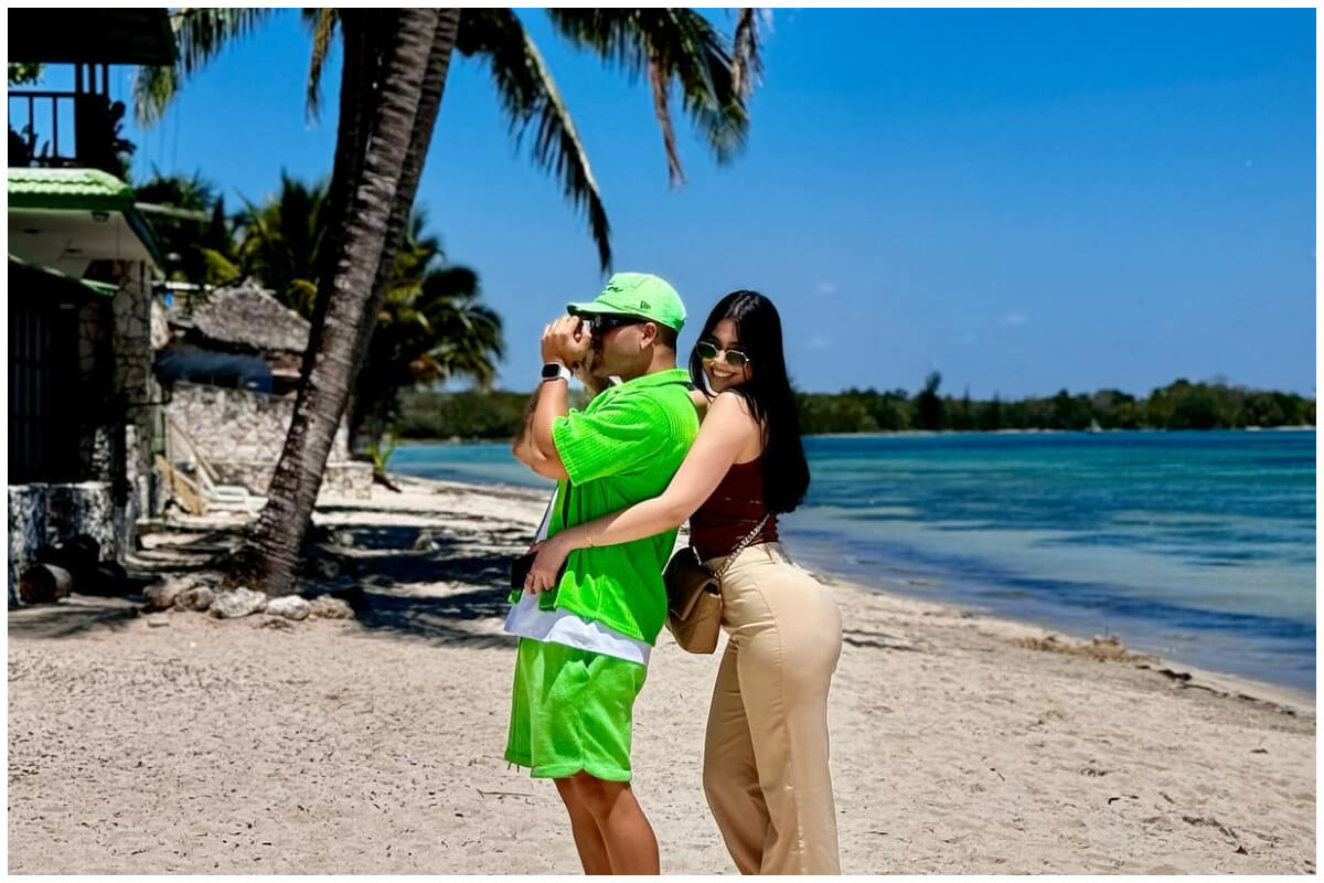 Yomil Hidalgo y Daniela Reyes disfrutan en las playas de Matanzas, hogar de Varadero. (Foto © Yomil_Champions- Instagram)