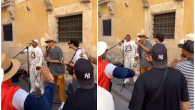 Oniel Bebeshito sorprende cantando en las calles de Roma. (Captura de pantalla © Oniel Bebeshito- Instagram)