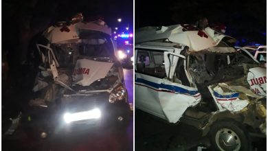 Ambulancia destrozada tras chocar en La Habana. (Foto © Raul Martinez Alfonzo-Facebook)