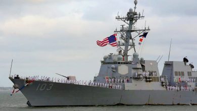 Imagen del destructor Truxtun, uno de los navíos movilizados por EEUU. (Captura de pantalla © Defense Now-YouTube)