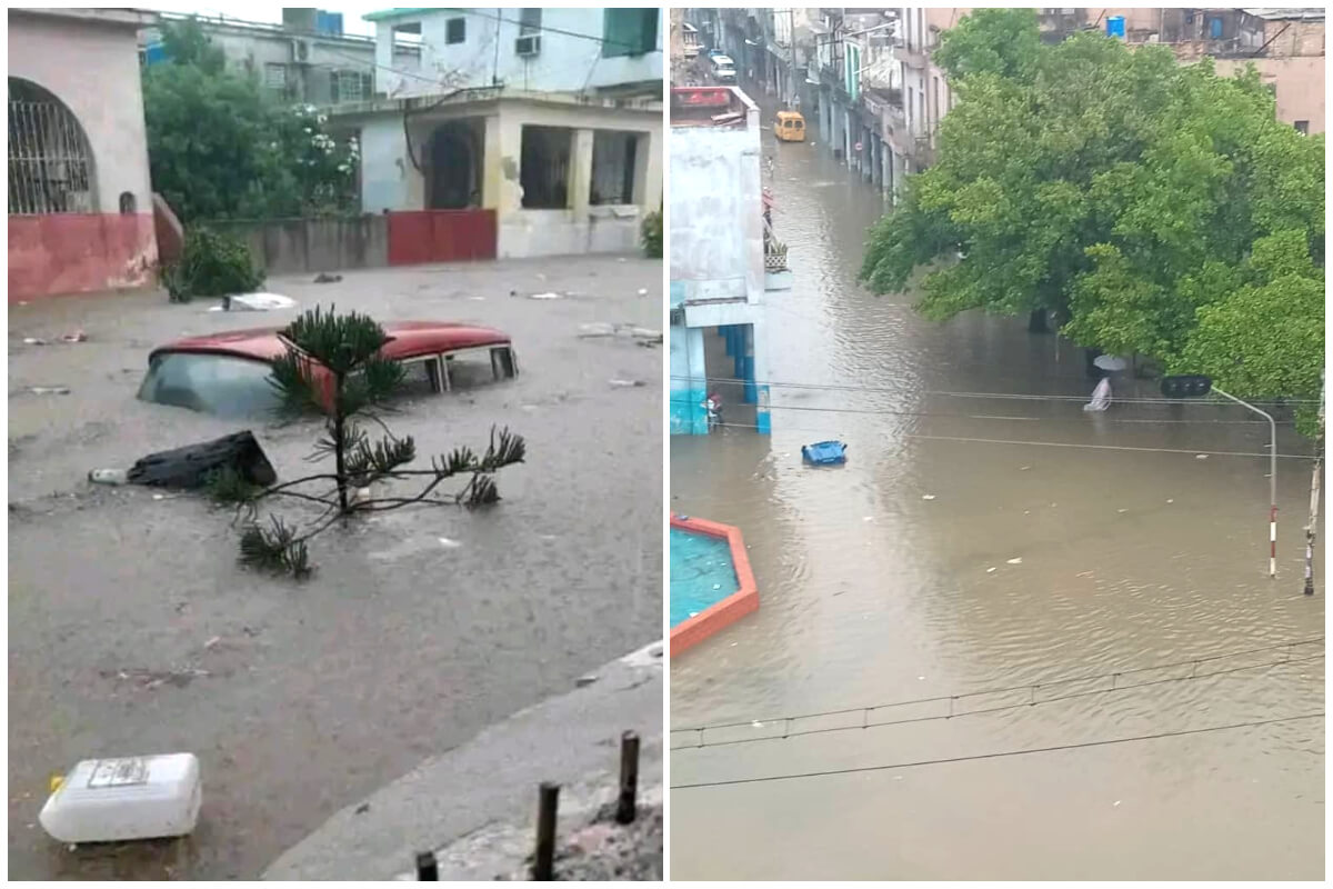 Imágenes de las fuertes inundaciones en La Habana. (Captura de pantalla Facebook © La Hora de Cuba/ Lázaro Manuel Alonso)