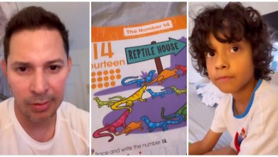 Leoni Torres intentando aprender inglés de su hijo. (Captura de pantalla © Leoni Torres- Instagram)