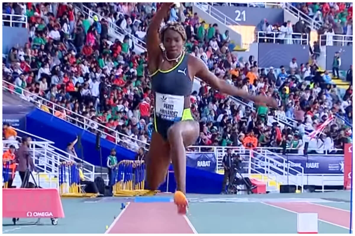 Leyanis Pérez, atleta cubana de triple salto. (Captura de pantalla © Wanda Diamond League- YouTube)
