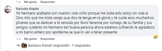 Mensaje dedicado al joven ahogado. (Captura de pantalla ©Kariuska Argota Facebook)