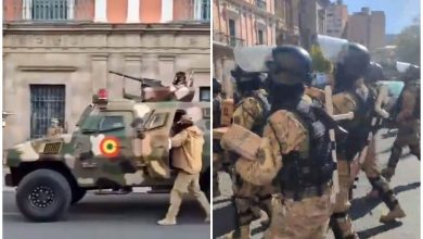 Militares tomaron la Plaza Murillo y la sede de gobierno en Bolivia. (Captura de pantalla X © Abya yala TV/ Nacho Montes de Oca)