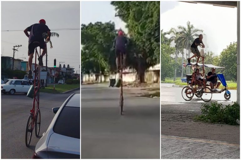 Captan cubano misterioso en bicicleta alta por calles de La Habana