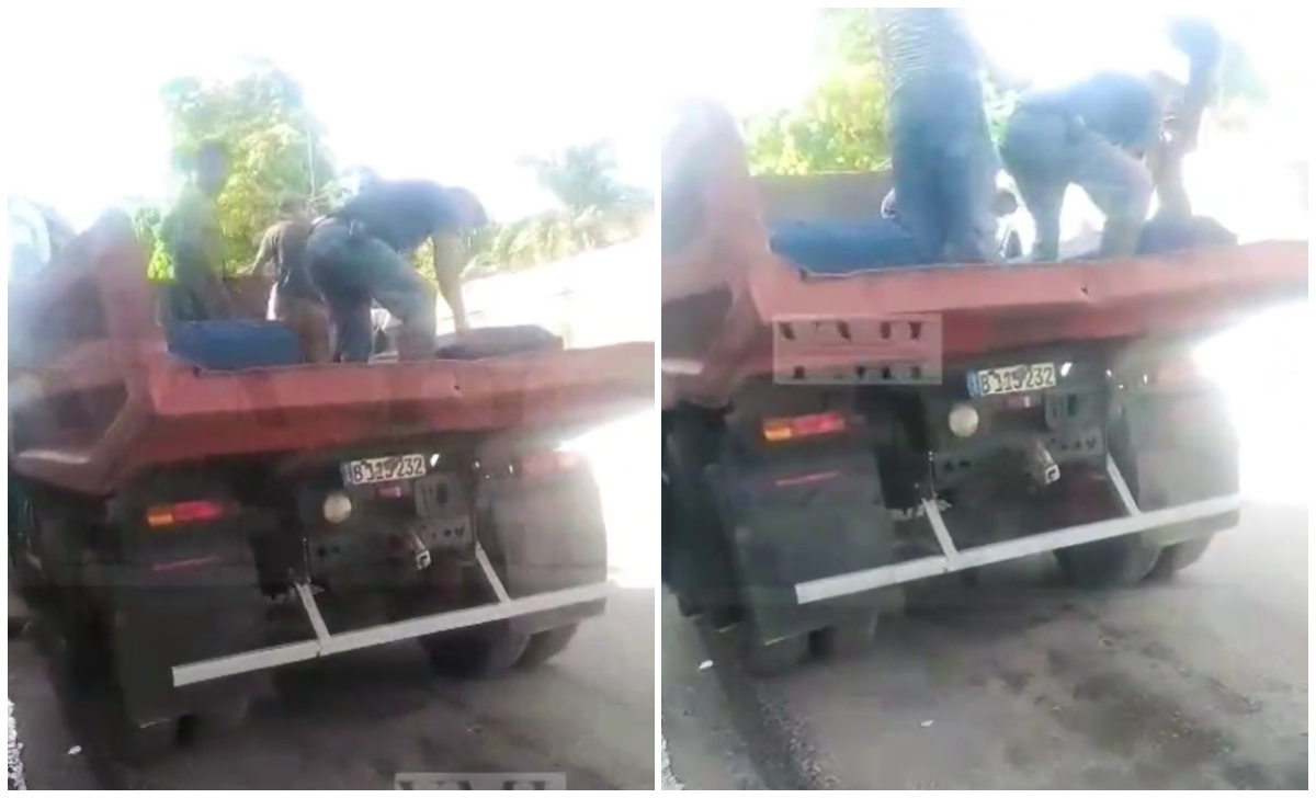 Usan camión de volteo para transportar ataúdes en Santiago de Cuba. (Captura de pantalla © Yosmany Mayeta Labrada-Facebook)