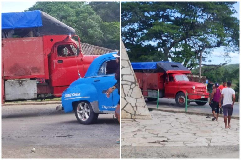 Camión de pasajeros se estrella con almendrón en Santiago de Cuba
