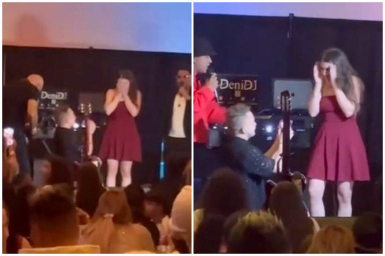Baby Lores y La Diosa acompañan propuesta de matrimonio en pleno concierto