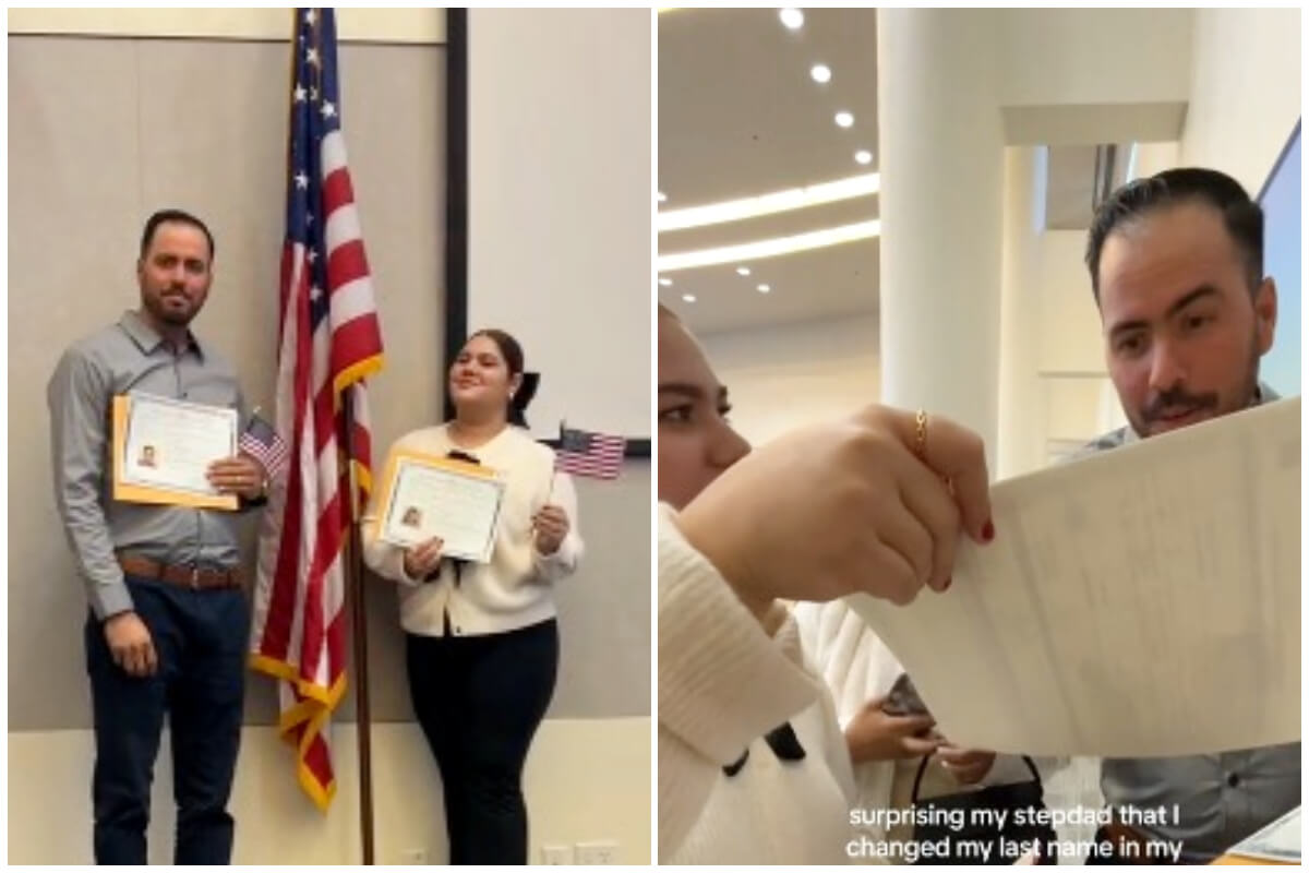 La joven compartió el momento justo en que su padrastro recibió la genial noticia. (Captura de pantalla © siempre.ellaxo - TikTok)